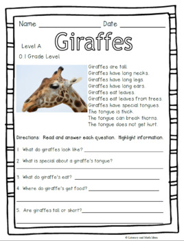 60 Differentiated Nonfiction Passages (4 Levels Per Topic)